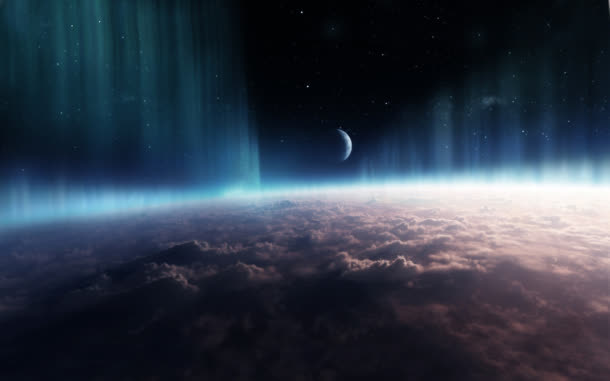 宇宙星空银河星云月亮白色蓝色光效免抠