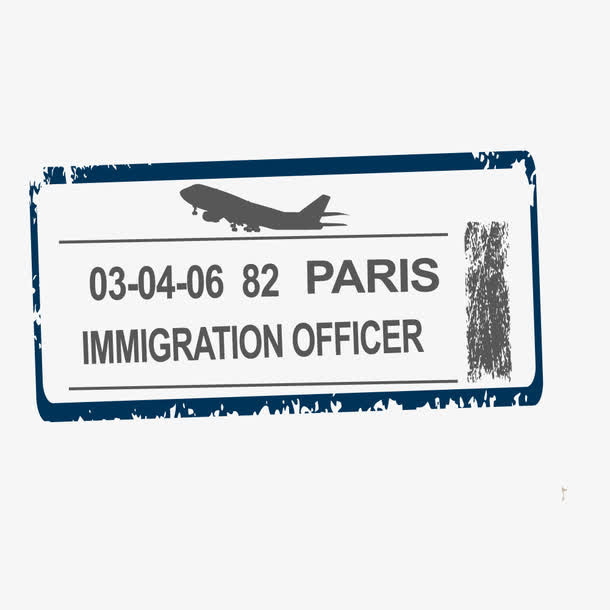 旅行飞机签证邮戳免抠