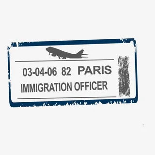 旅行飞机签证邮戳免抠