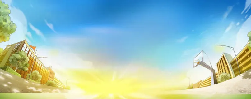 卡通校园操场海报背景