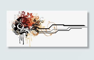 潮流花草线条免抠