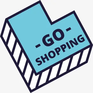 孟菲斯风格蓝色立体标签免抠