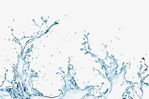 蓝色动感水浪飞溅水珠免抠
