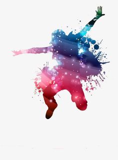 墨迹舞动青春免抠