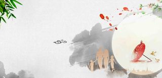 中国风水墨中秋美食海报背景素材高清