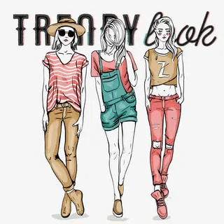 时尚潮流女性插画矢量素材免抠