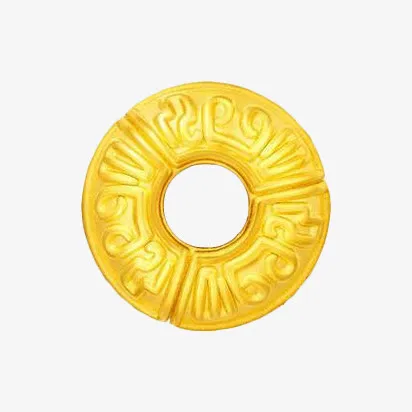 周大福小门神黄金吊坠免抠