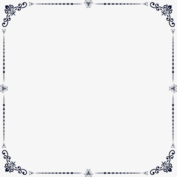 蓝色花纹边框免抠