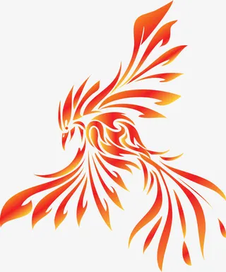 橙红色凤凰图腾免抠