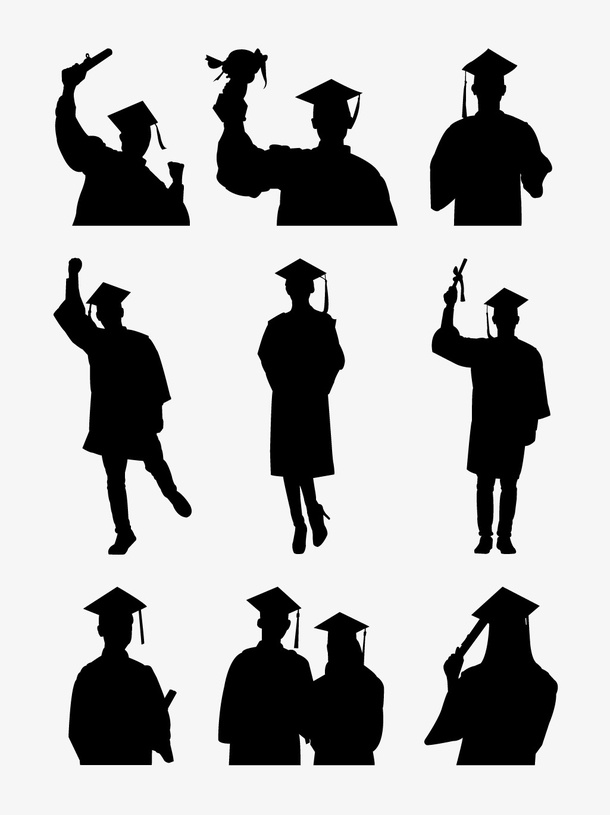 大气毕业学生人物剪影免抠