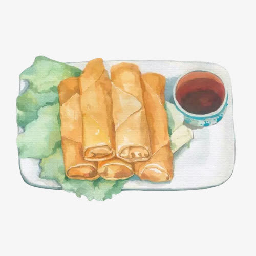 春卷手绘画素材图片免抠