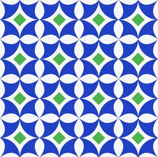 蓝色圆圈和白色四瓣花花纹免抠