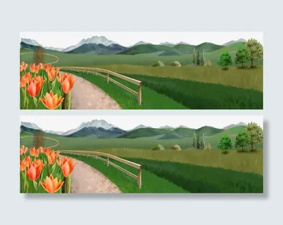 春天写意郊外风景免抠