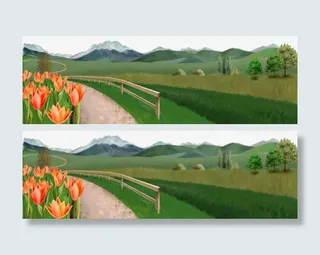 春天写意郊外风景免抠