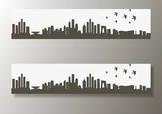 矢量城市建筑剪影免抠