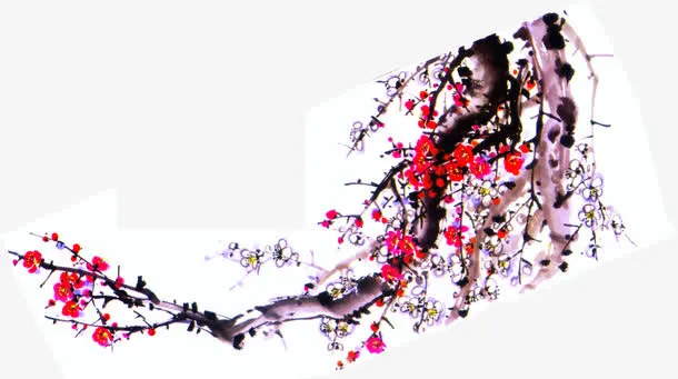 梅花主题年画图片免抠