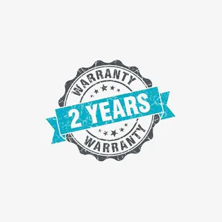 灰色印章蓝色飘带2年质保标志PNG免抠