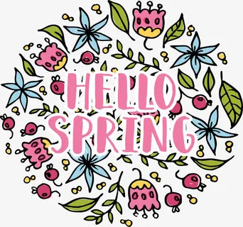 可爱粉色你好春天免抠