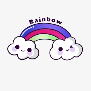 紫色卡通云朵彩虹装饰图案免抠