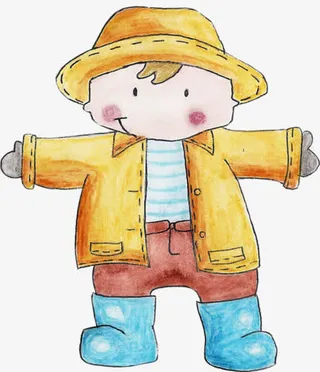 手绘卡通稻草人男孩免抠