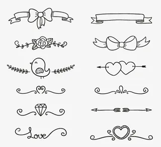 手绘可爱小花边免抠