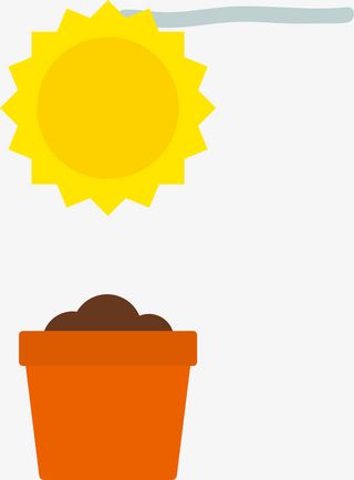 植物生长过程黄色花盆日照矢量图免抠