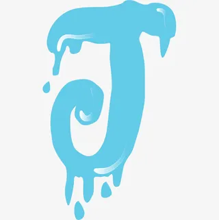 手绘蓝色融化英文字母J免抠