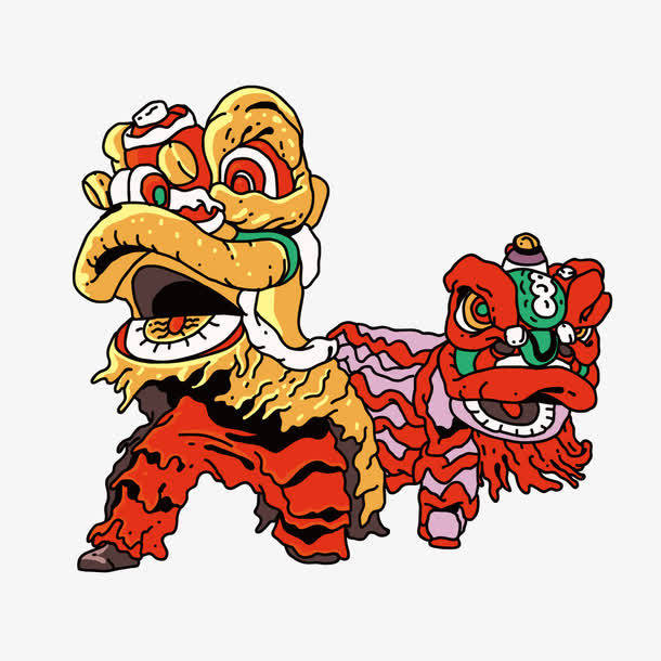 矢量舞狮者免抠