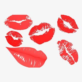 卡通红色的亲吻表情PSD分层免抠