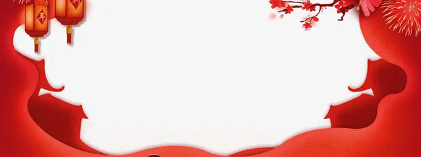 红色中国风灯笼边框纹理免抠