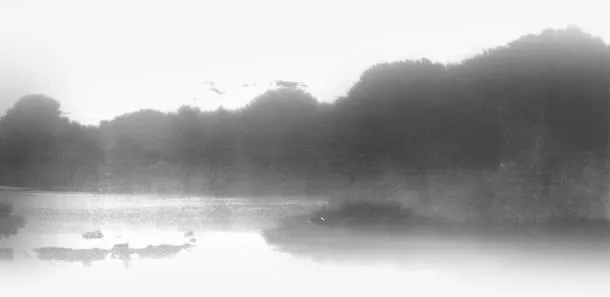 水墨湖光景色效果元素免抠