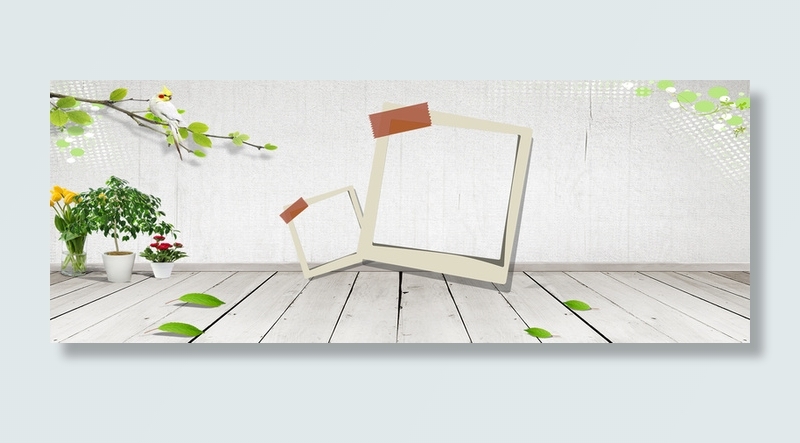春天清新地板墙壁边框电商海报背景高清