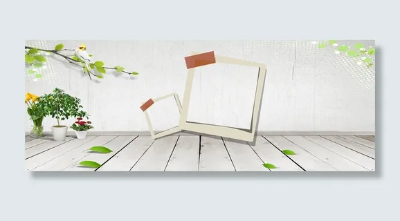 春天清新地板墙壁边框电商海报背景高清