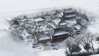 古风水墨中式庭院免抠