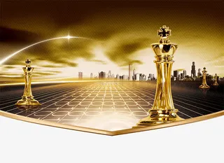 创意金色棋子广告元素免抠