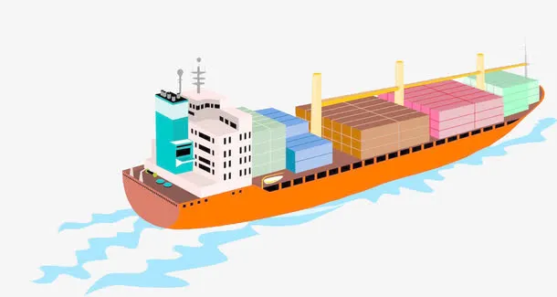 海水航行的货船免抠