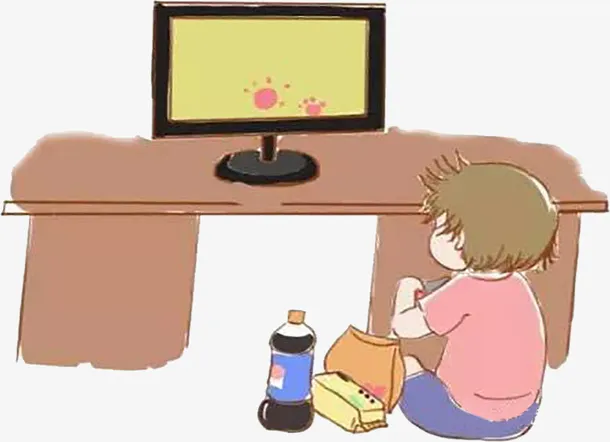 家里小朋友看电视免抠