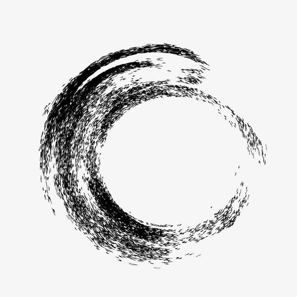 黑色笔触毛笔圈免抠