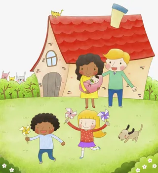 手绘一家人免抠