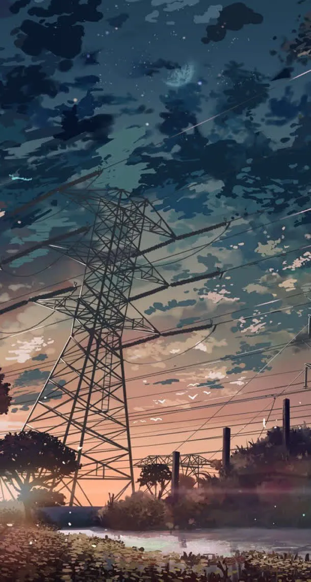 天空晚霞动漫插画免抠