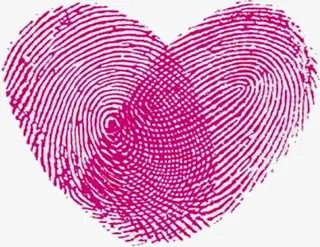 手绘指印心形婚庆邀请函免抠