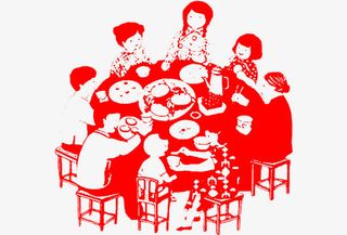 红色年夜饭免抠