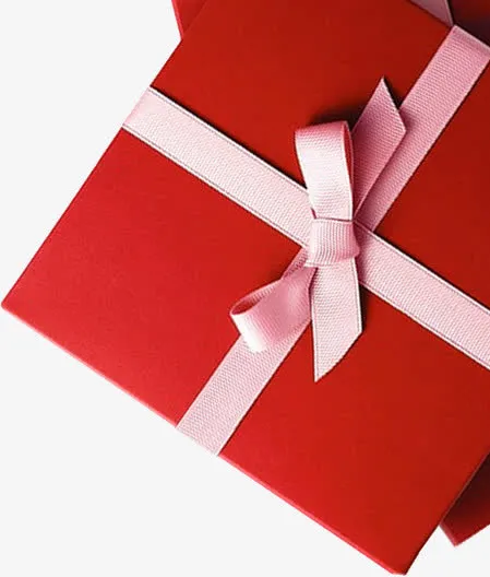 手绘卡通红色礼盒效果免抠