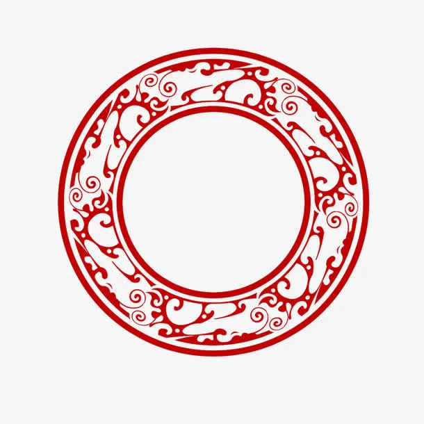 红色古风圆免抠