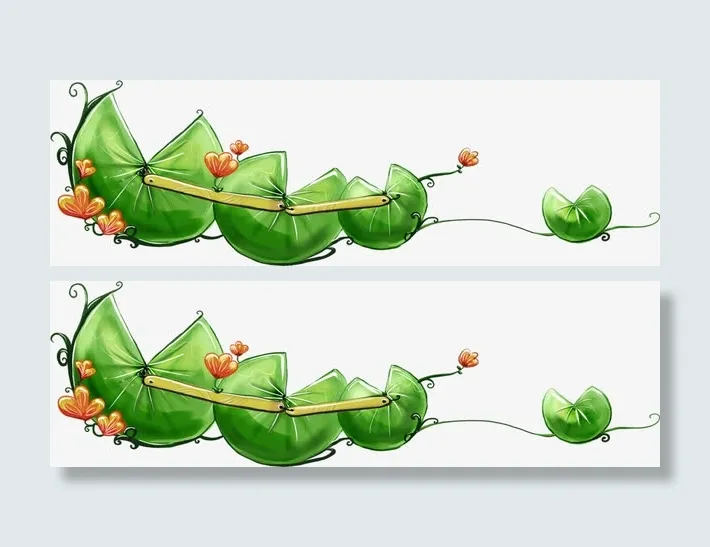 春天手绘荷叶花朵装饰免抠