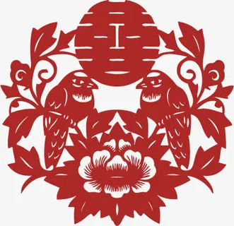 矢量婚庆剪纸窗花免抠