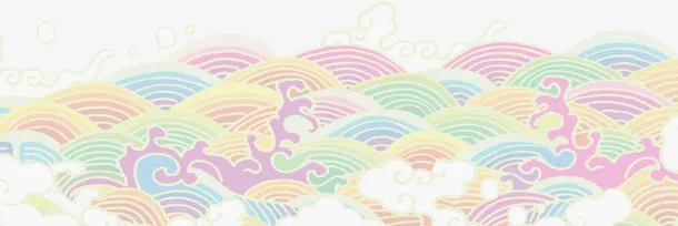 彩色模糊祥云花纹免抠