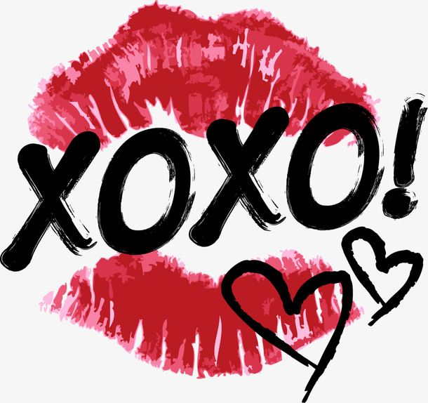 情人节红色xoxo红唇免抠