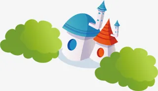 春天儿童节手绘建筑免抠