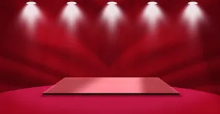 红色简约探照灯舞台海报背景